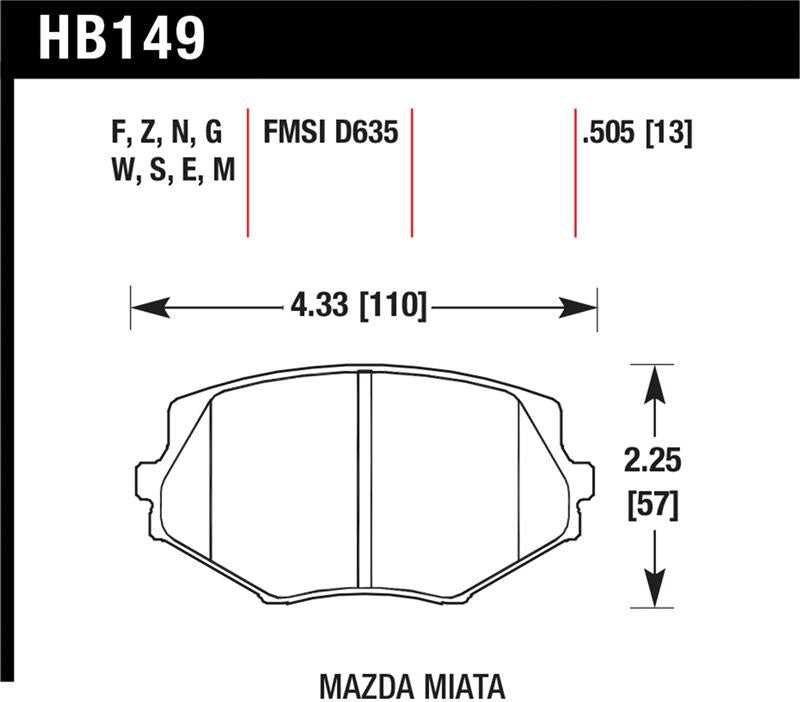 Hawk Performance HB149M.505 Black Motorsport Brake Pads