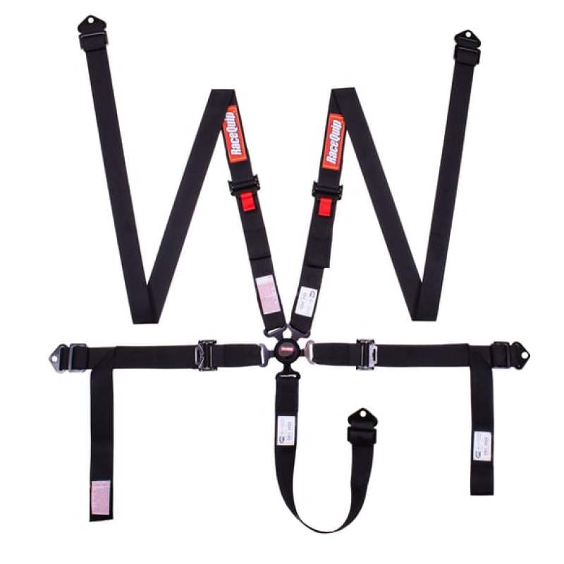 RaceQuip 841001 Camlock 5 Point 2In Auto Racing Harness Set / Pull-Down Lap / SFI 16.1 Seat Belt Set - Black