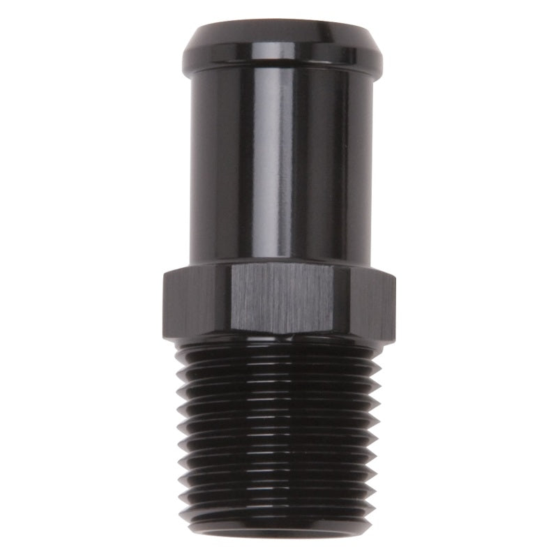 Edelbrock 8183 Hose End Straight 1/2 in NPT to 3/4 in Barb Black Anodized