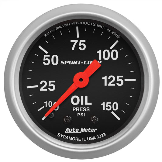 AutoMeter 3323 Sport Comp 52mm Mechanical 0-150 PSI Oil Pressure Gauge
