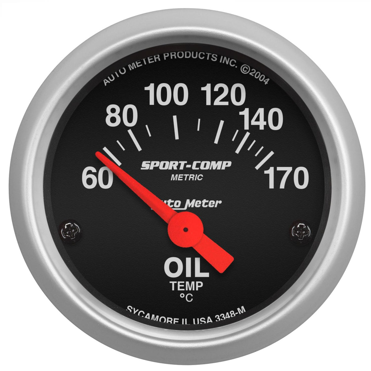 AutoMeter 3348-M Sport-Comp 52mm 60-170 Degrees C Short Sweep Electric Oil Temperature Gauge