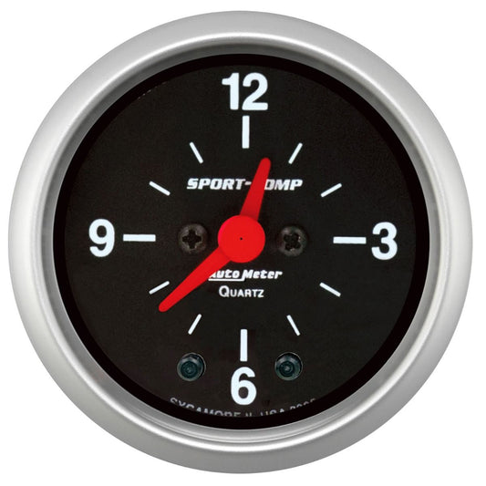 AutoMeter 3385 Sport-Comp 2-1/16in 12 Hour Analog Clock Gauge