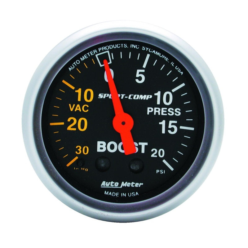 AutoMeter 3301 Sport-Comp 52mm 20 PSI Mechanical Boost Gauge