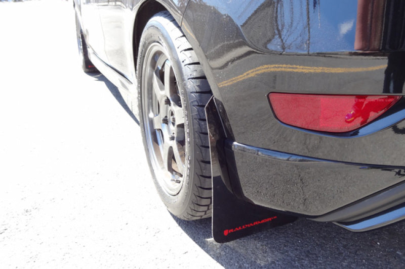 Rally Armor UR Mud Flaps - 2014-2019 Ford Fiesta - Black/White Logo - #MF29-UR-BLK/WH