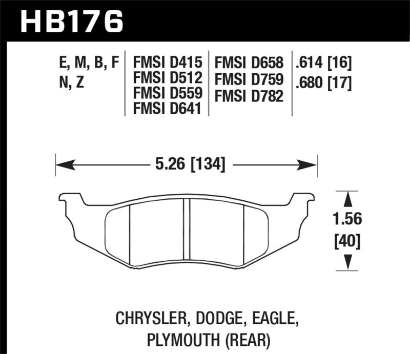 Hawk Performance HB176N.614 HP Plus Crossover Street/Motorsport Brake Pads