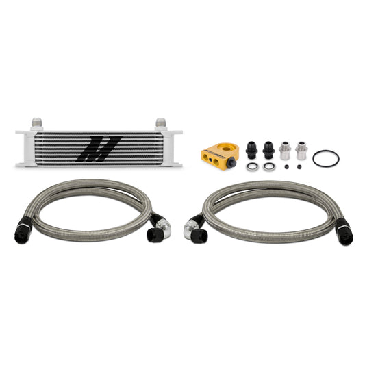 Mishimoto Universal Thermostatic 10 Row Oil Cooler Kit - Silver - #MMOC-UT