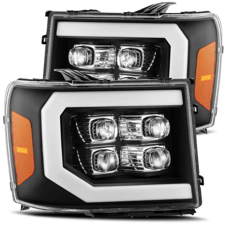 AlphaRex 880609 07-13 GMC 1500 HD NOVA LED Projector Headlight Plank Style Gloss Black w/Activation Light/Sequential Signal/DRL