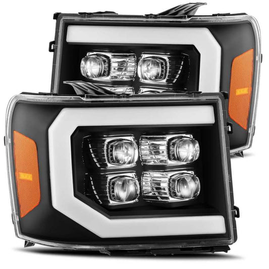AlphaRex 880609 07-13 GMC 1500 HD NOVA LED Projector Headlight Plank Style Gloss Black w/Activation Light/Sequential Signal/DRL