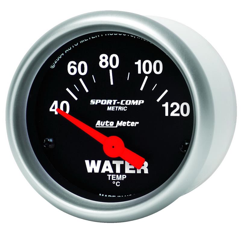 AutoMeter 3337-M Sport-Comp 52mm 40-120 Degrees C Short Sweep Electric Water Temperature Gauge