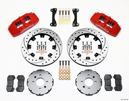 Wilwood Dynapro 6 Front Hat Kit 12.19in Drilled Red 90-99 Civic w/240 mm Disc - #140-10736-DR