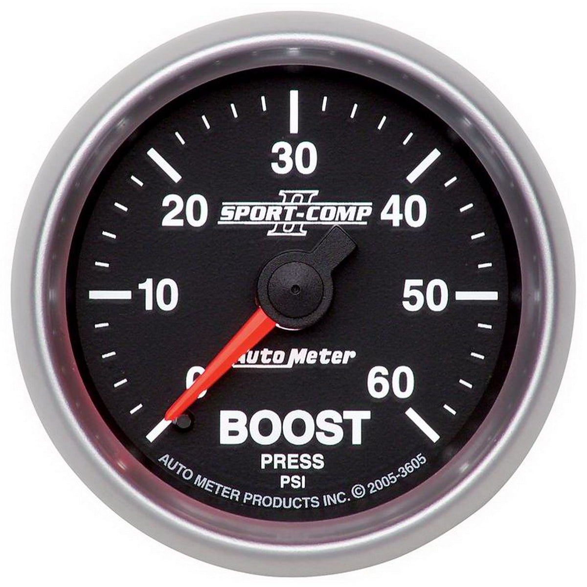AutoMeter 3605 Sport-Comp II Mechanical 52mm 0-60 PSI Mechanical Boost Gauge