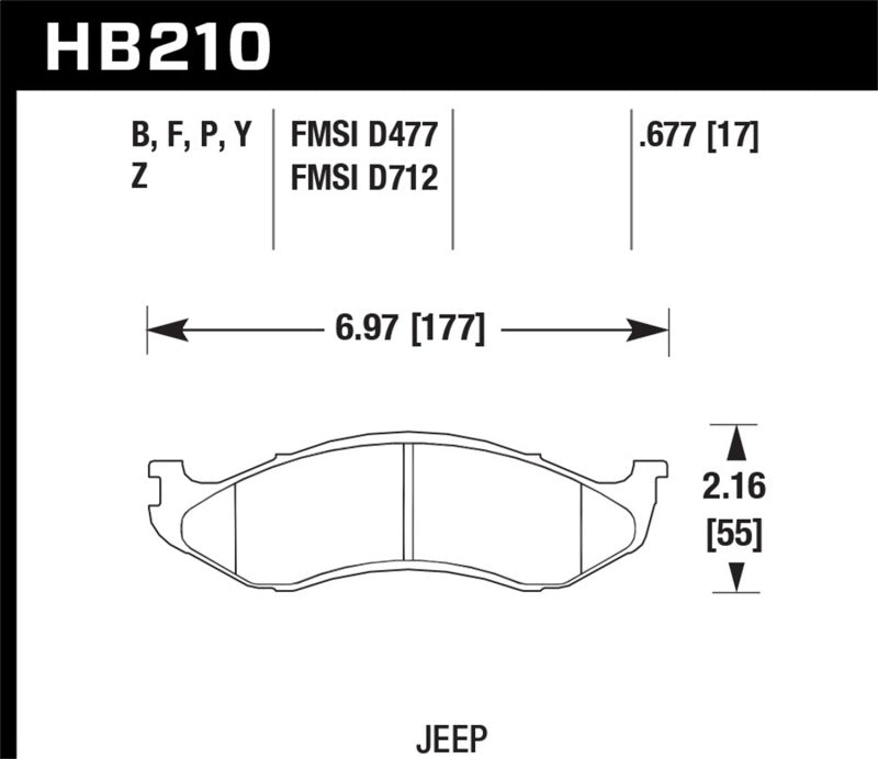 Hawk Performance HB210Y.677 LTS Light Truck and SUV Street Brake Pads