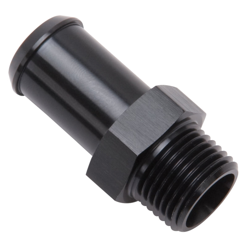 Edelbrock 8187 Hose End Straight 3/8 in NPT to 5/8 in Barb Black Anodized