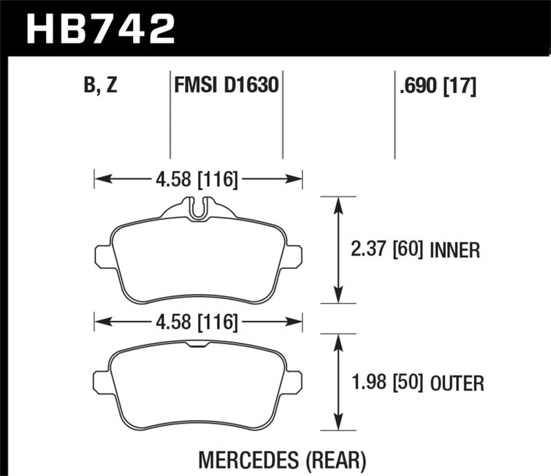 Hawk Performance HB742Z.690 Performance Ceramic Street Brake Pads