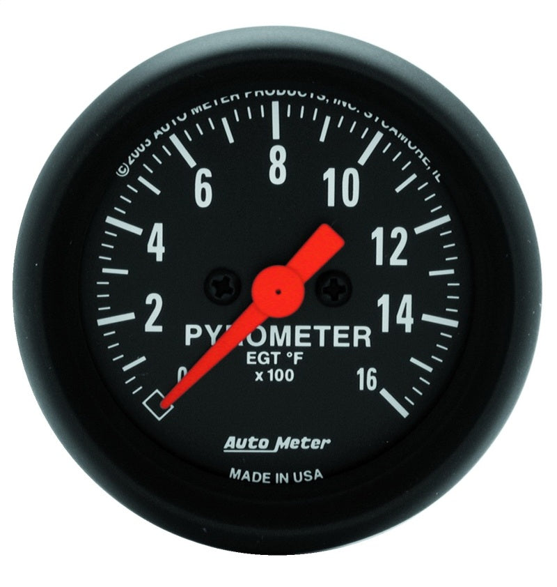 AutoMeter 2654 Z-Series 52mm 0-1600 Degrees F Full Sweep Electronic Pyrometer Gauge