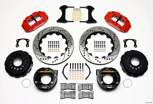 Wilwood Narrow Superlite 4R Rear P-Brk Kit 14.00in Drill Red New Big Ford 2.50in Offset - #140-10012-DR