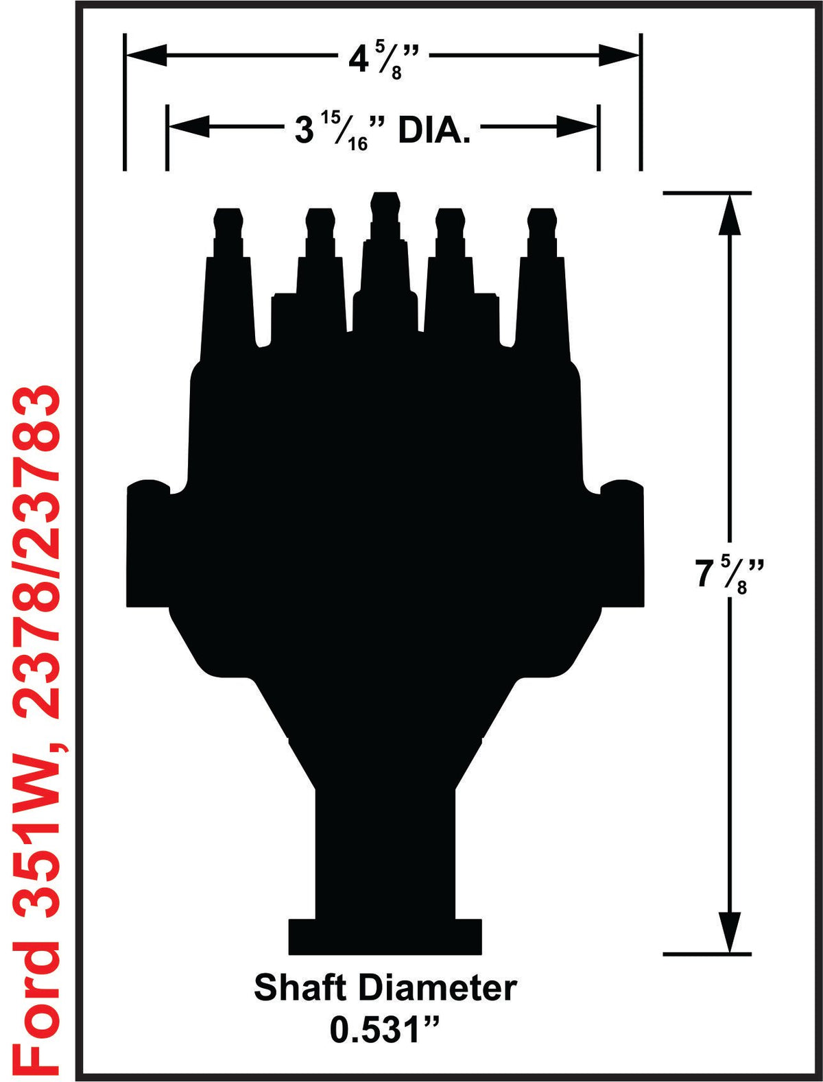 MSD 23783 Black, for Ford 351W Dual Sync Distributor