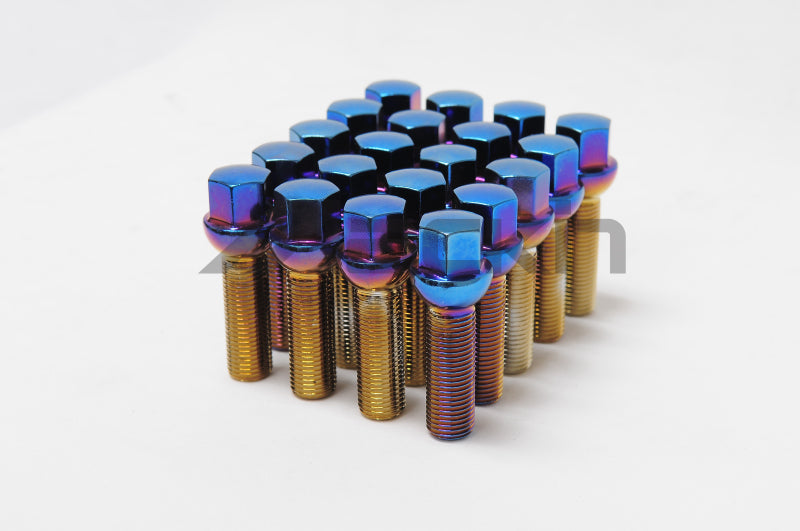 Wheel Mate 40611BR Mevius Lug Bolt Set Black M14x1.50 27mm Ball Seat 14mm Radius - Set of 20