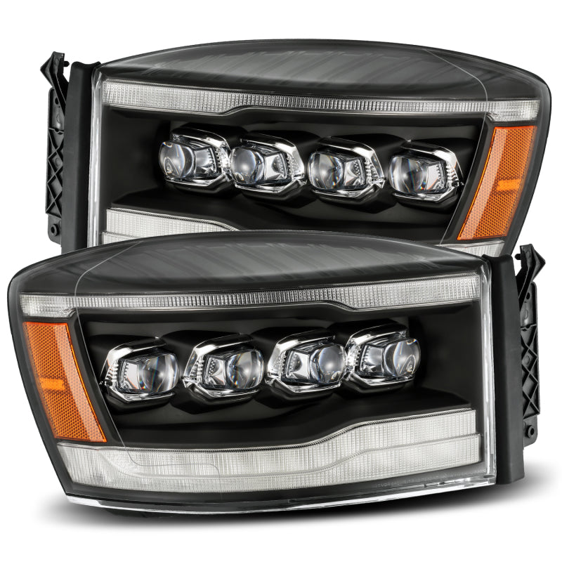 AlphaRex 880536 06-08 Dodge Ram 1500 HD NOVA LED ProjHeadlights Plank Style Black w/Sequential Signal/DRL/Amber LED