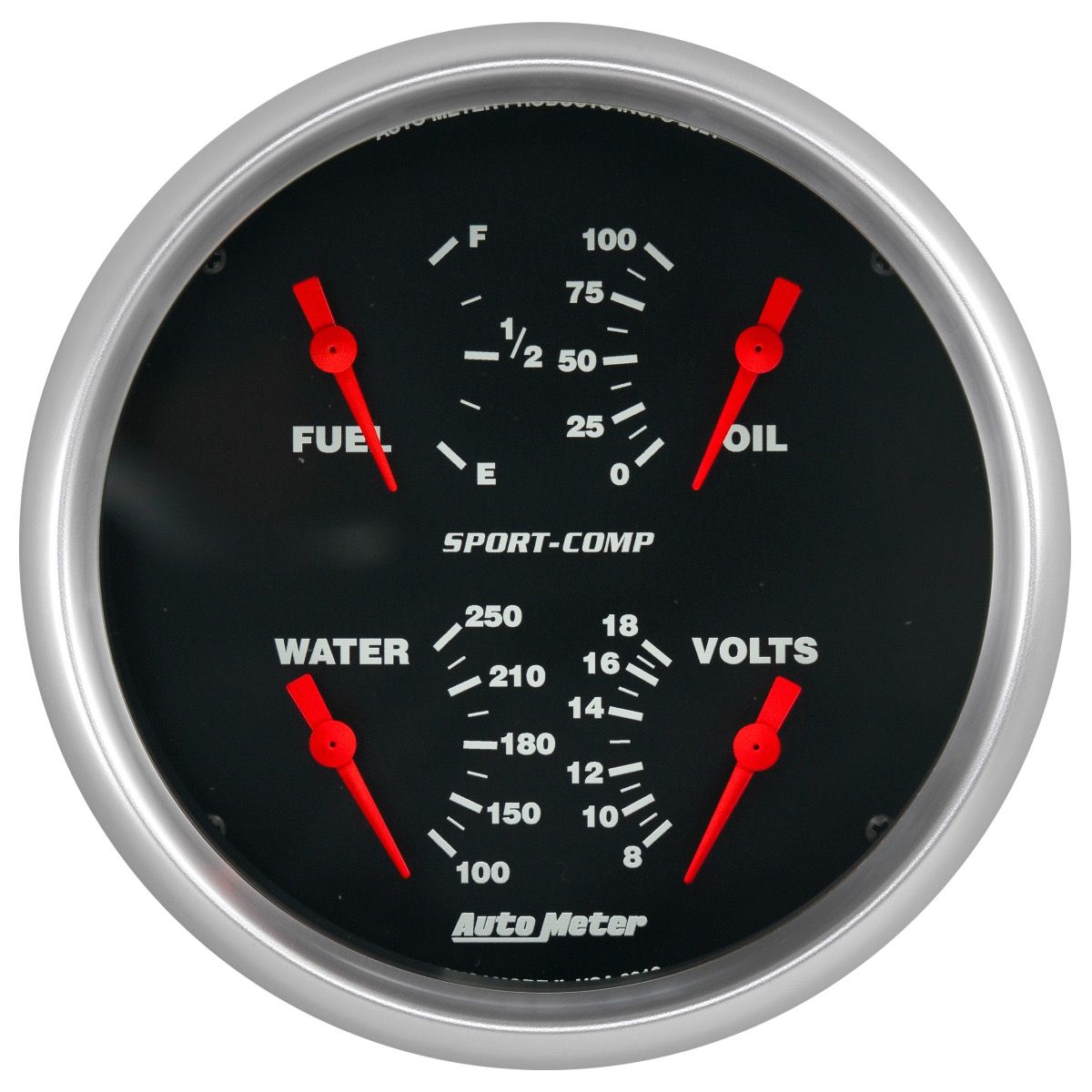 AutoMeter 3912 Sport-Comp 5in Quad Gauge Oil Water Volt Fuel 240-33 Ohm