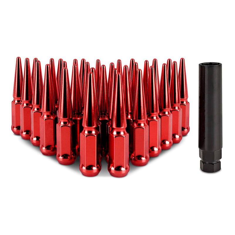 Mishimoto Mishimoto Steel Spiked Lug Nuts M14 x 1.5 32pc Set Red - #MMLG-SP1415-32RD