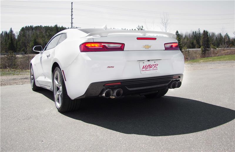 MBRP Camaro V8 6spd 3in Race Dual Cat Back with 4.5in Quad Dual-Wall Tips