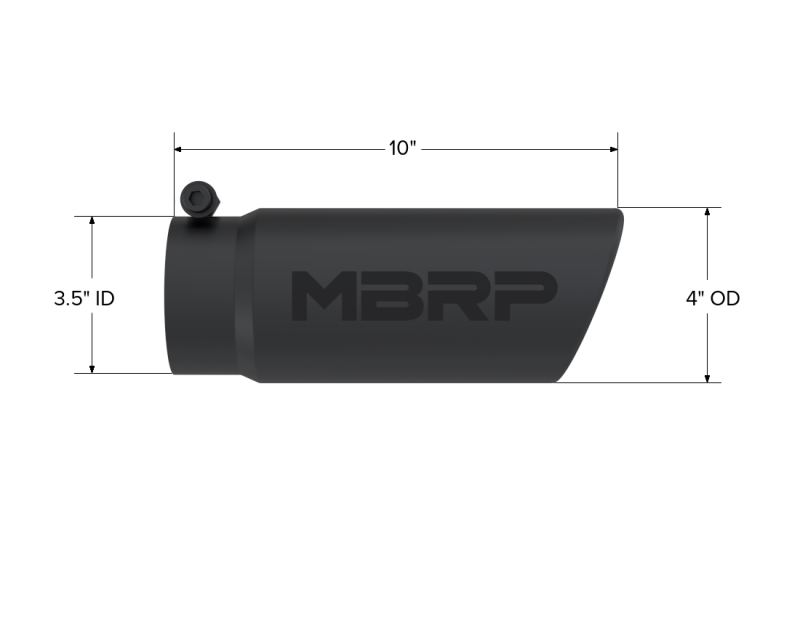 MBRP Univ Tip 4 O.D. Angled Rolled End 3.5 inlet 10 length- Black