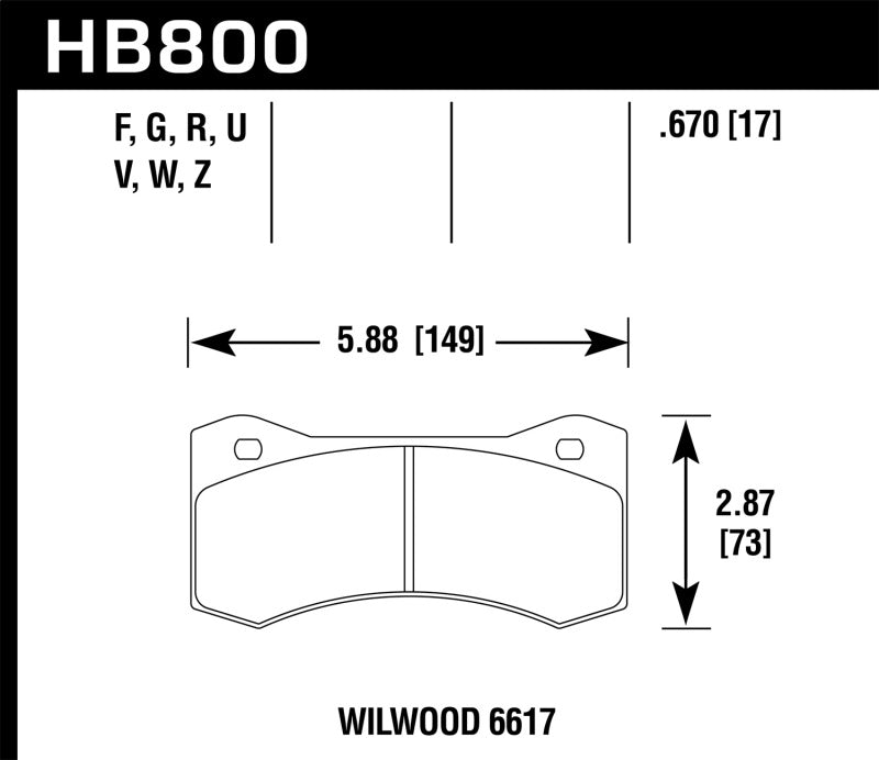 Hawk Performance HB800W.670 DTC-30 Motorsport Brake Pads