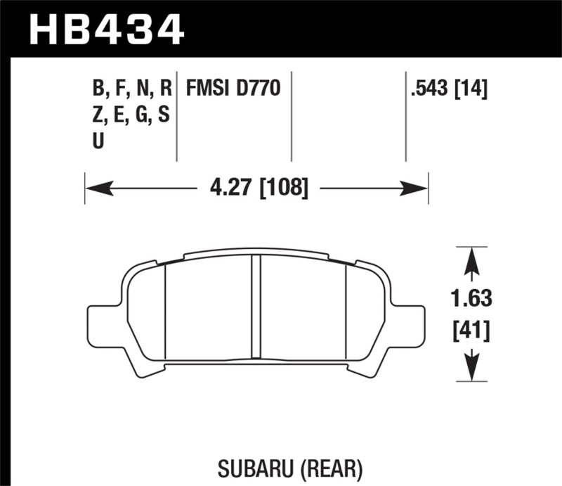 Hawk Performance HB434Z.543 Performance Ceramic Street Brake Pads