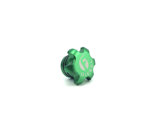 Fleece Performance FPE-FC-1316-GRN for 13-18 Dodge Cummins Green Anodized Billet Fuel Cap