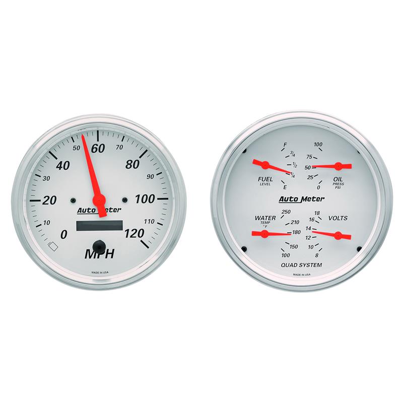 AutoMeter 1303 Gauge Kit 2-Piece Quad & Speedometer 5in Arctic White