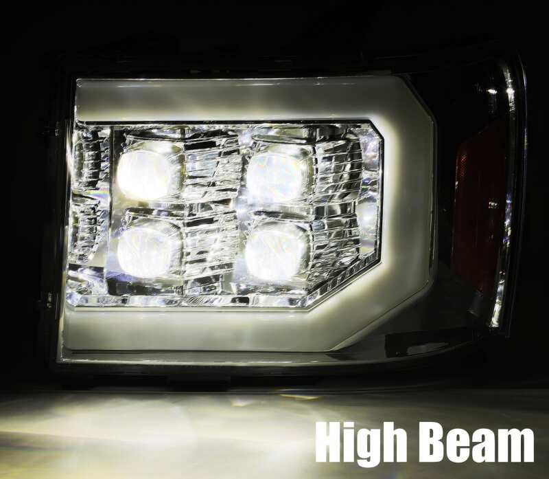 AlphaRex 880607 07-14 GMC 2500 HD NOVA LED Projector Headlight Plank Style Matte Black w/Activation Light/Sequential Signal/DRL