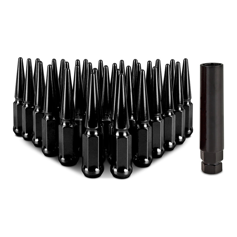 Mishimoto Mishimoto Steel Spiked Lug Nuts M14 x 1.5 32pc Set Black - #MMLG-SP1415-32BK