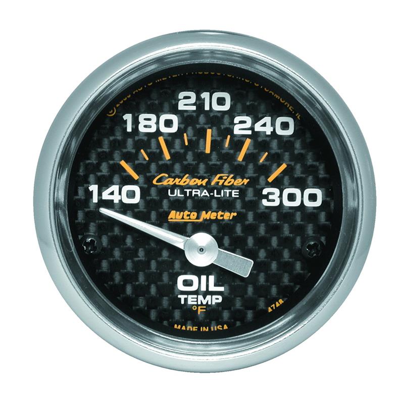 AutoMeter 4748 Carbon Fiber 52mm 140-300 Degrees F Electronic Oil Temperature Gauge