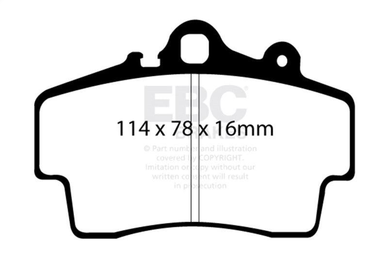 EBC 97-99 Porsche Boxster (Cast Iron Rotors only) 2.5 Yellowstuff Front Brake Pads DP41207R
