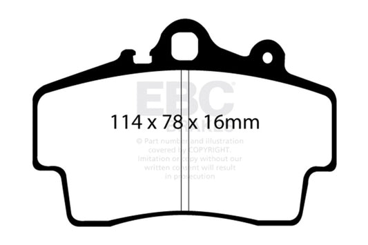 EBC 97-99 Porsche Boxster (Cast Iron Rotors only) 2.5 Yellowstuff Front Brake Pads DP41207R