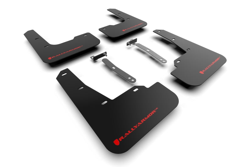 Rally Armor UR Mud Flaps - 2021-2023 Hyundai Elantra, 2022-2023 Hyundai Elantra N - Black/Red Logo - #MF79-UR-BLK-RD