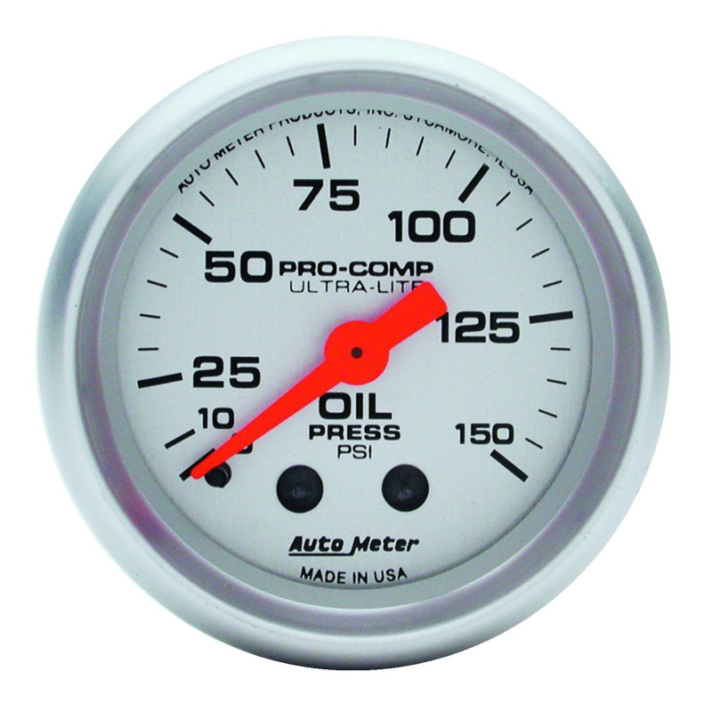 AutoMeter 4323 Ultra-Lite 52mm 0-150 PSI Mechanical Oil Pressure Gauge
