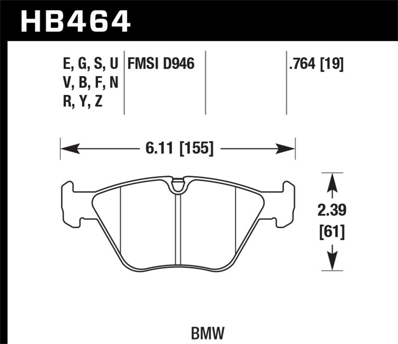 Hawk Performance HB464G.764 DTC-60 Motorsport Brake Pads