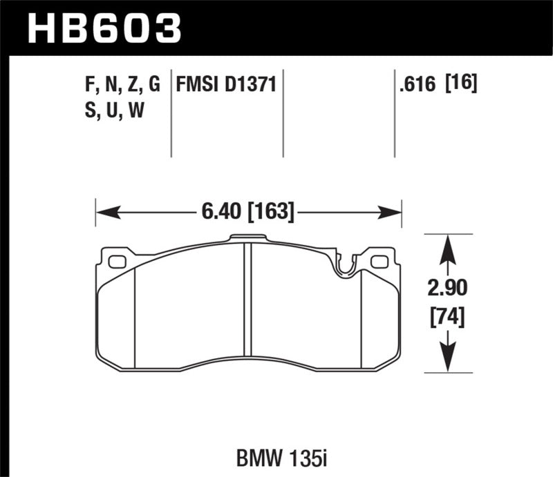 Hawk Performance HB603S.616 Disc Brake Pad, Front