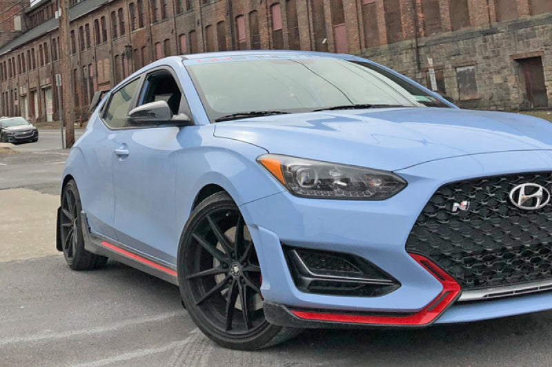 Rally Armor UR Mud Flaps - 2019-2022 Hyundai Veloster N - Black/White Logo - #MF57-UR-BLK/WH