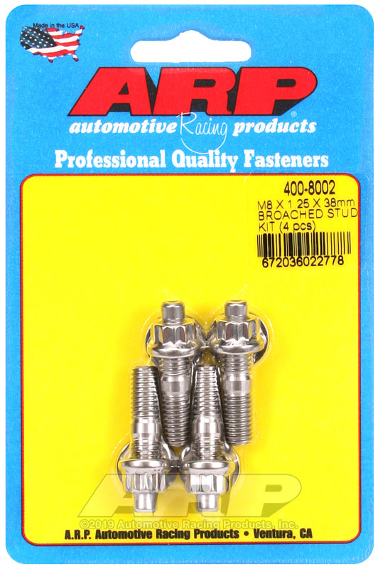 ARP 400-8002 M8 x 1.25 x 38mm Broached 4 Piece Stud Kit