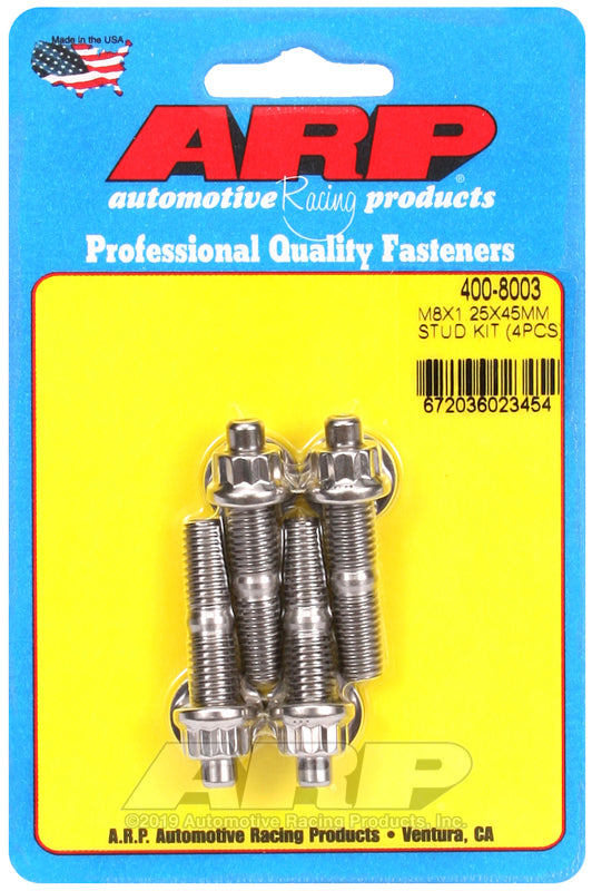 ARP 400-8003 M8 x 1.25 x 45mm Broached 4 Piece Stud Kit
