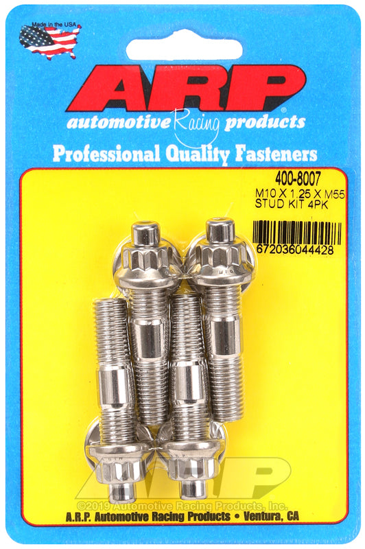 ARP 400-8007 M10 x 1.25 x 55mm Broached 4 Piece Stud Kit