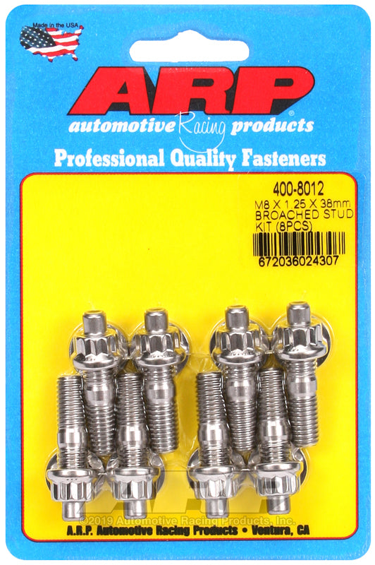 ARP 400-8012 for Honda S2000 Exhaust Manifold Stud Kit M8x1.25x38mm Broached 8pc