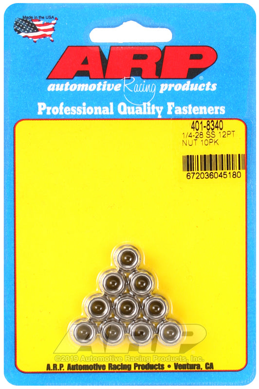ARP 401-8340 1/4-20 SS 12pt Nut Kit (10/pkg)