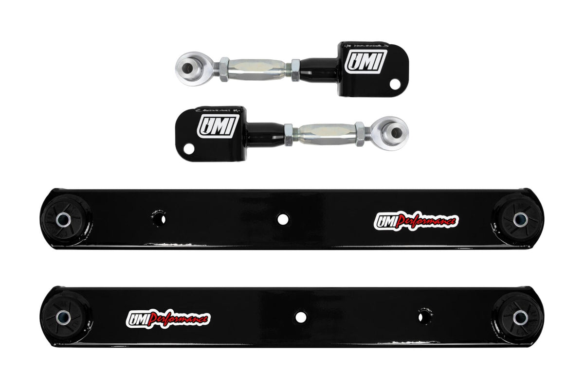 UMI Performance 402117-B Rear Control Arms Boxed Lowers Adjustable Uppers Black