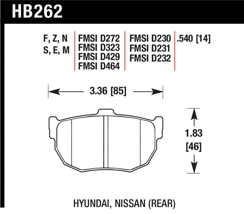 Hawk Performance HB262N.540 HP Plus Crossover Street/Motorsport Brake Pads