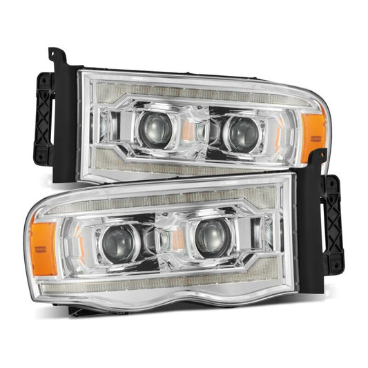 AlphaRex 880568 02-05 Dodge Ram 1500 LUXX LED Projector Headlights Plank Style Chrome w/Activation Light/Sequential Signal