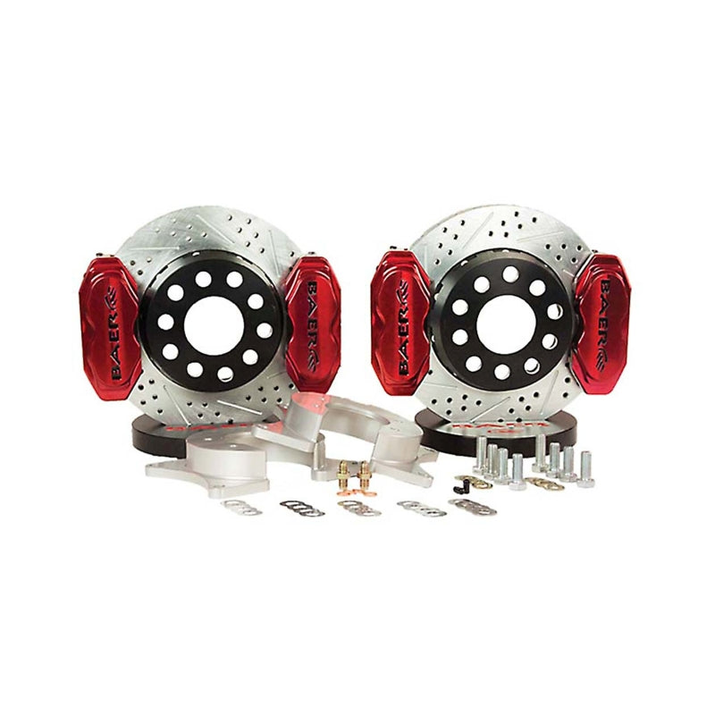 Baer Brakes Ford 8.8in C-Clip Rear Ends 11in SS4+ Dual Deep Stage Rear SDZ Brake Kit - Fire Red — 5 Lug (5x4.5", 5x4.75" BC)